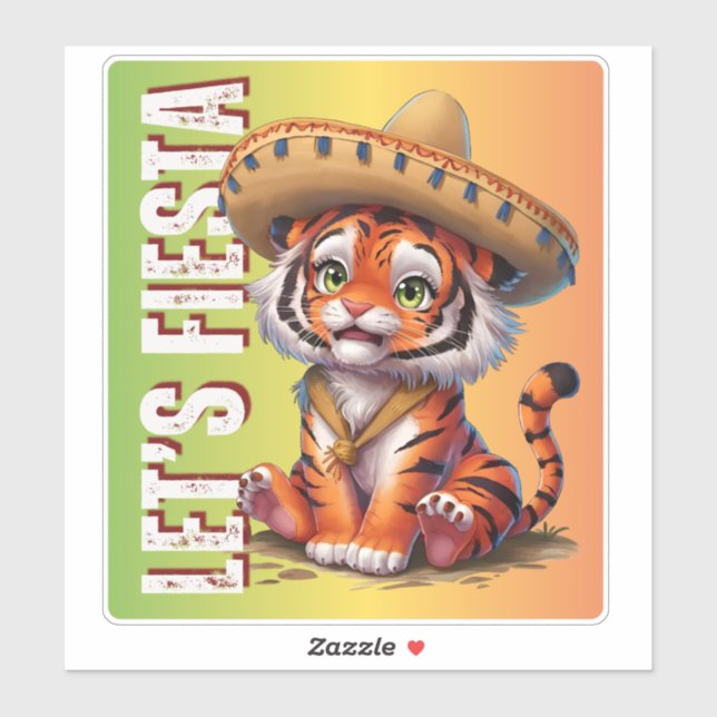 Adesivo Vamos Fiesta - Tiger Cinco de Mayo Sticker (Folha)