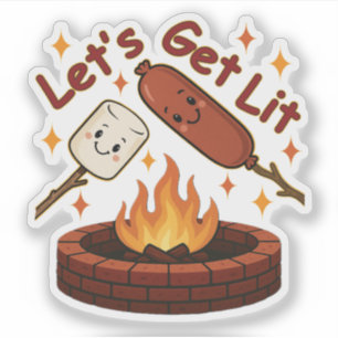 Adesivo Vamos nos soltar no fogos - Marshmallow e cachorro