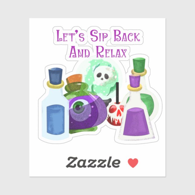 Adesivo Vamos Retomar E Relaxar - Poções De Halloween (Folha)