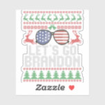 Adesivo Vamos vai Brandon Ugly Christmas Sweater Patriotic<br><div class="desc">impeach,  biden,  política,  engraçado,  patriótico,  óculos de sol,  americano,  natal,  feio,  suéter, </div>