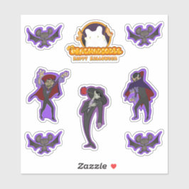 Adesivo Vampiros Bats Skeleton Sticker Sheet for Halloween