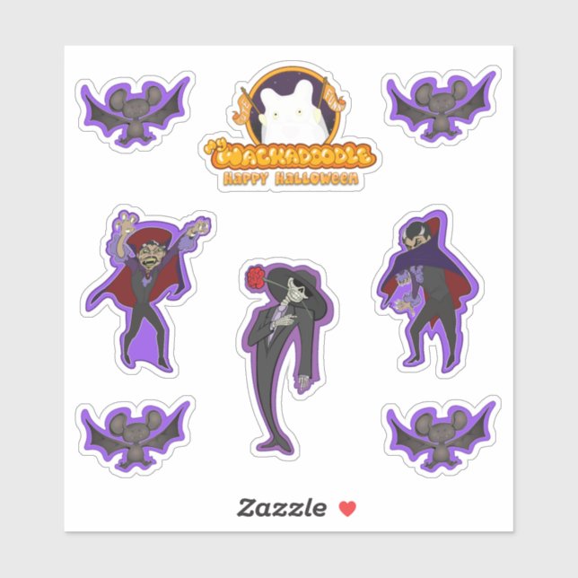 Adesivo Vampiros Bats Skeleton Sticker Sheet for Halloween (Folha)