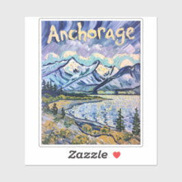 Adesivo Van Gogh Anchorage Alaska Landscape Vintage Travel