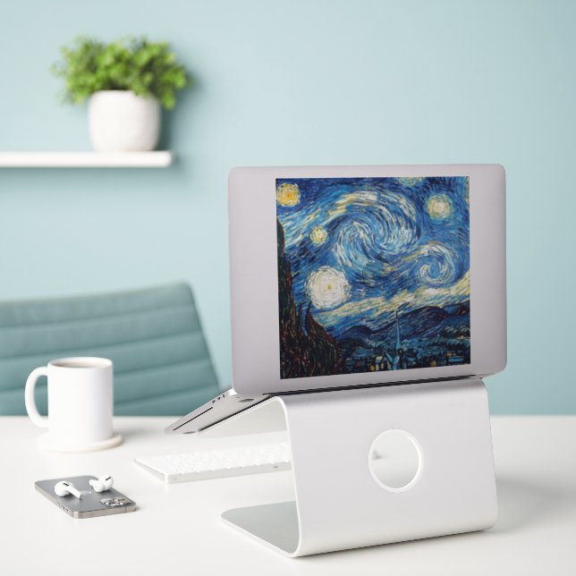 Adesivo Van Gogh - Noite Estrelada (Laptop na mesa)