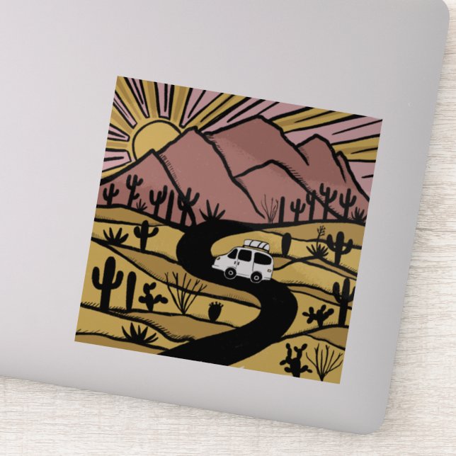 Adesivo VAN LIFE Desert Mountain Explorar Sunrise (Detalhe)