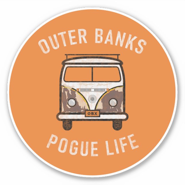 Adesivo Van Pogue Life OBX Vintage (Orange) (Frente)