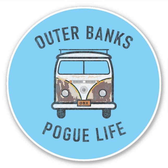 Adesivo Van Pogue Life OBX Vintage (Sky Blue) (Frente)