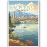 Adesivo Vancouver Canada Viagem Art Vintage<br><div class="desc">Vancouver retro vetor viagem design. Vancouver,  um movimentado porto marítimo da costa oeste na Colúmbia Britânica,  é uma das cidades mais densas e etnicamente diversas do Canadá.</div>