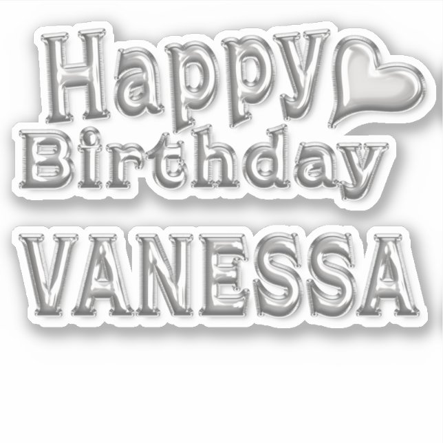 Adesivo Vanessa Happy Birthday silver Aufkleber Sticker (Frente)