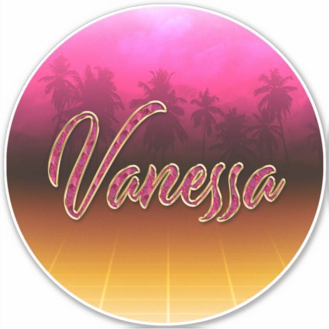 Adesivo Vanessa Vorname Name golden pink Aufkleber Sticker (Frente)
