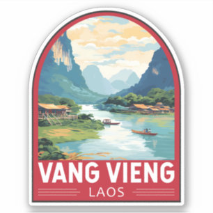 Adesivo Vang Vieng Laos Viagem Art Vintage