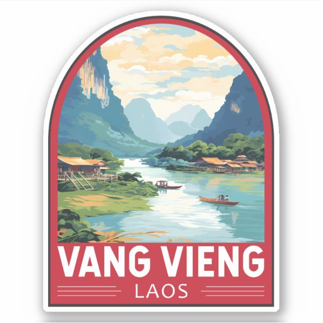 Adesivo Vang Vieng Laos Viagem Art Vintage (Frente)