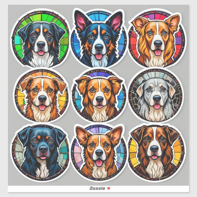 Adesivo Várias Raças de Cães (Folha)