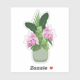 Adesivo Vaso Verde Rosa-Flor Tropical Medinilla