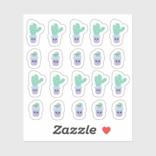 Adesivo Vasos de Cactus Adoráveis Desenho Animado Divertid