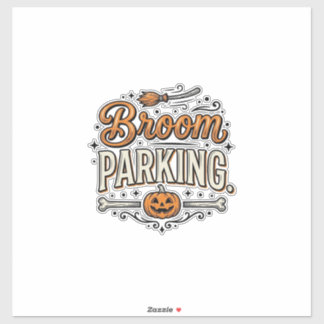Adesivo Vassoura Estacionamento Dia das Bruxas Vintage Bru