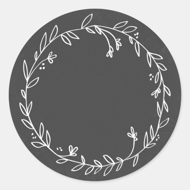 Adesivo Vazio Floral Wreath Chalkboard Obrigado Sticker (Frente)