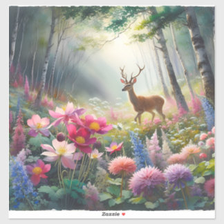 Adesivo Veado da Floresta Natural Capturado Artiticamente