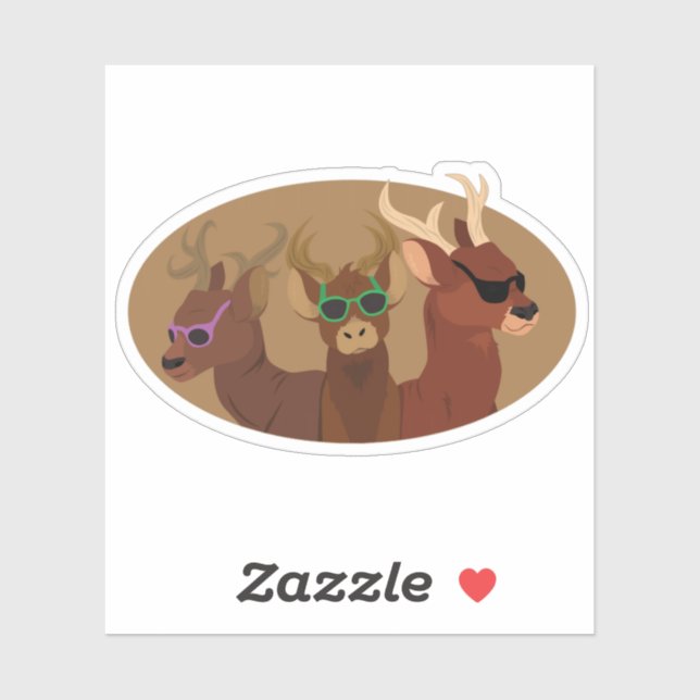 Adesivo Veado Vestindo óculos escuros (Folha)