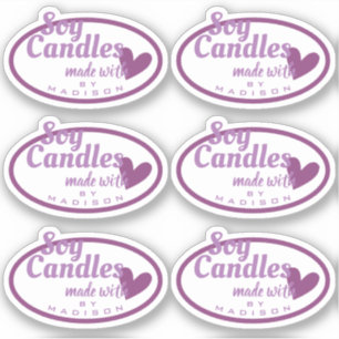 Adesivo Velas Elegantes Roxas e Brancas Feitas com Amor no