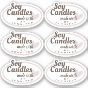 Adesivo Velas Naturais Coracao Feitas com Amor Marrom Dece