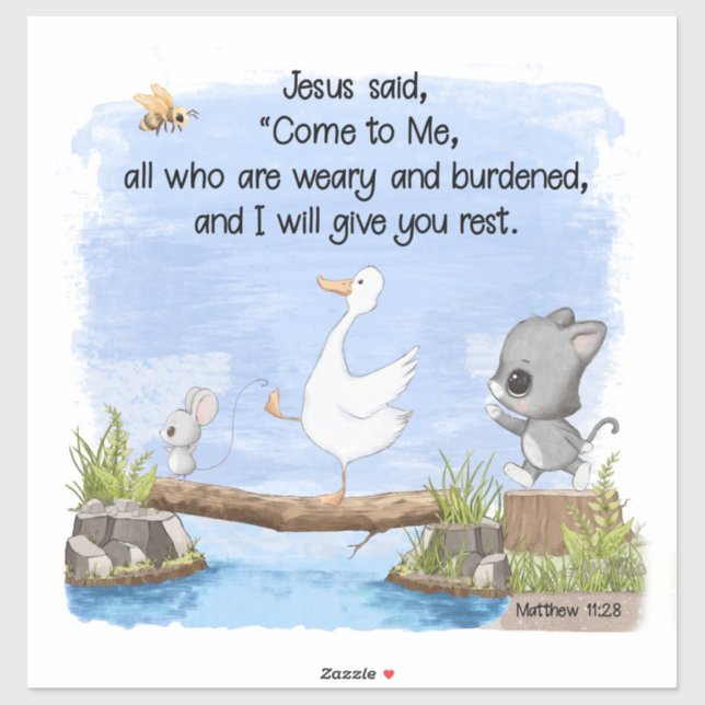 Adesivo Venha até mim e eu te darei o resto do Matthew 11: (Folha)