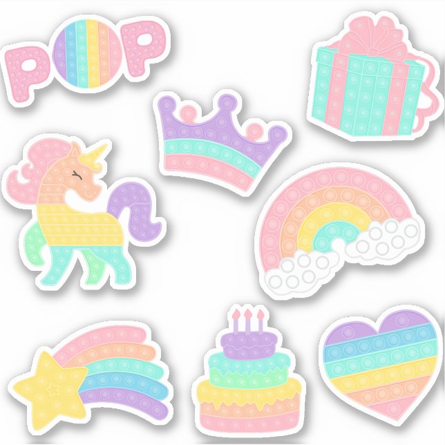 Adesivo Venha rápido! sticker pack pop it para menina (Frente)