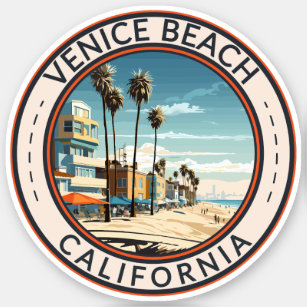 Adesivo Venice Beach California Boardwalk Viagem Art Retro
