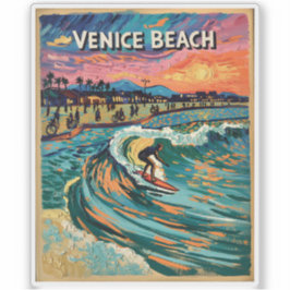 Adesivo Venice Beach Surf California Vintage Bold Colors