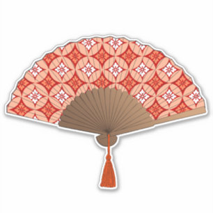 Adesivo Ventilador Japonês, Shippo Motif, Mandarin Orange