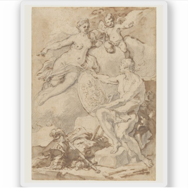 Adesivo Vênus recebendo das armas vulcânicas de Aeneas (Frente)