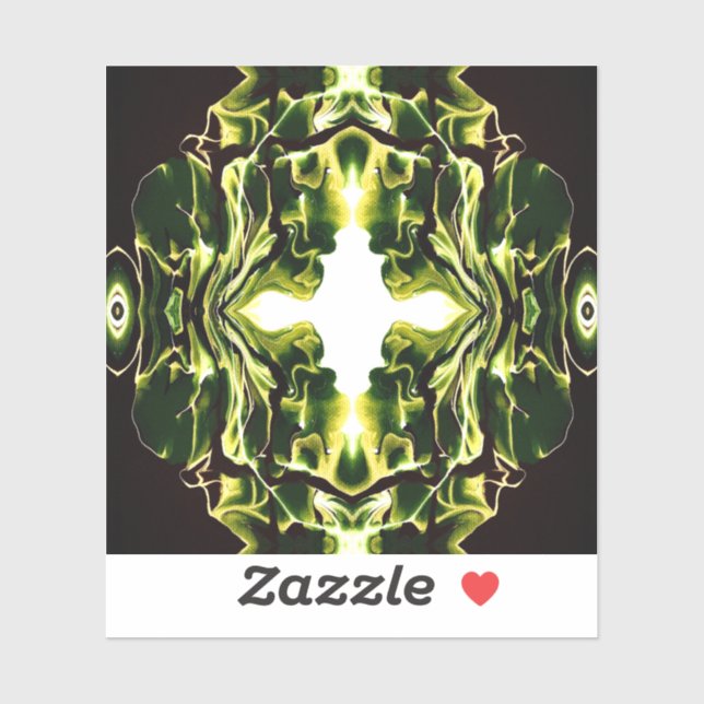 Adesivo Verdant Abstract Green Gold Black White Fluid Art (Folha)