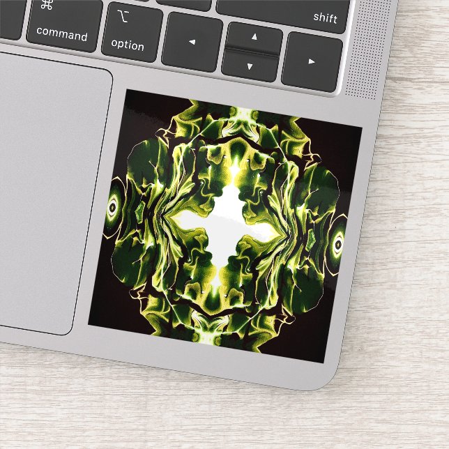 Adesivo Verdant Abstract Green Gold Black White Fluid Art (Detalhe)