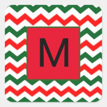 adesivo verde e vermelho inicial personalizado