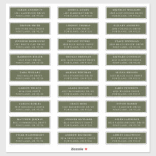 Adesivo Verde-oliva   Rótulos de Endereço de Convidado Ind