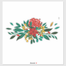 Adesivo Verde Vermelho Moderno e Dourado Natal Floral