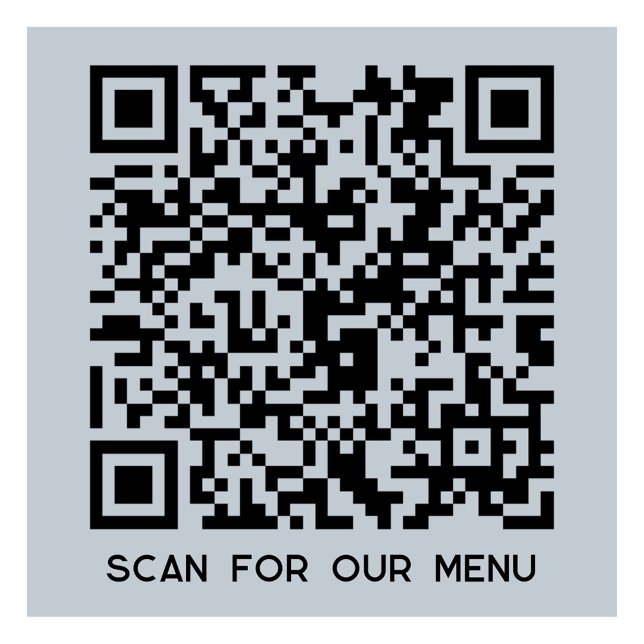 Adesivo Verificação de código QR para Menu Pó Azul (QR code and custom text Scan for Menu sticker for business menu for goods, products or services)