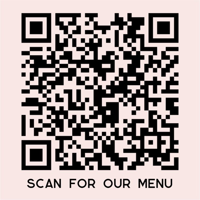 Adesivo Verificação de código QR para o preto-e-branco do  (Scan for our menu QR code blush pink business sticker)