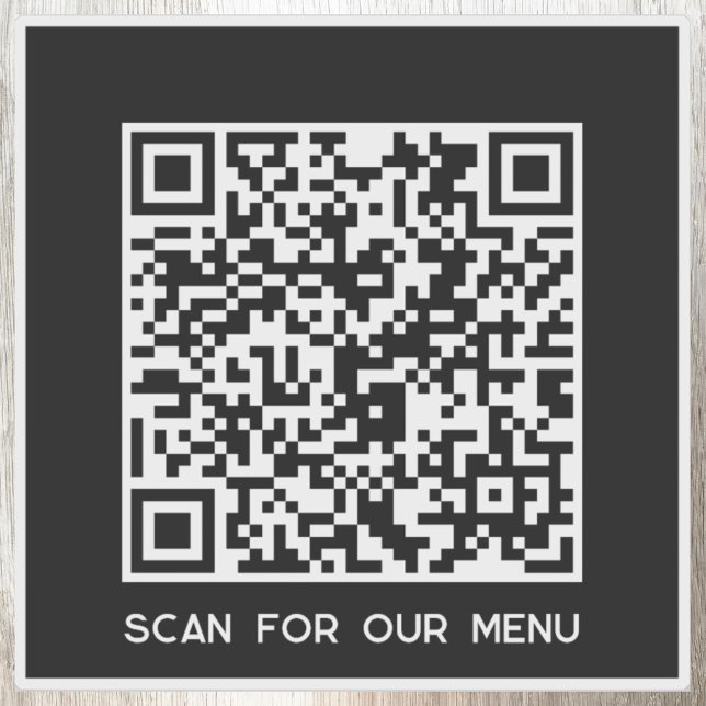 Adesivo Verificação de código QR para preto-menu (QR code business Scan for Menu custom text small business sticker)