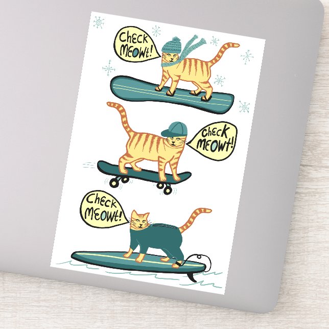 Adesivo VERIFIQUE MEOWT! Tabuleiro de Surf de skate Tabule (Detalhe)