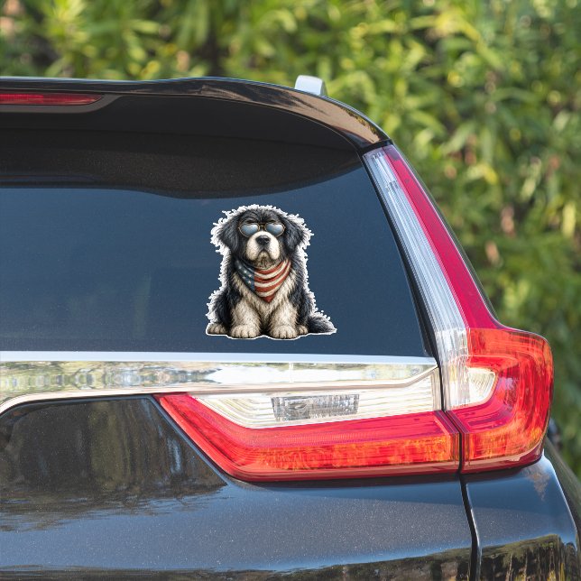 Adesivo Vermelho, Branco & Newf Doggo (Lado do carro)