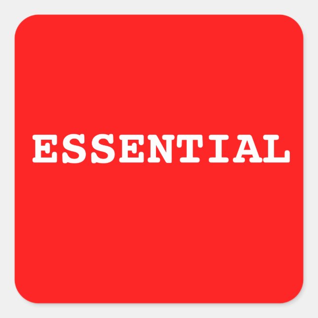 Adesivo Vermelho Que Diz Essencial (Frente)