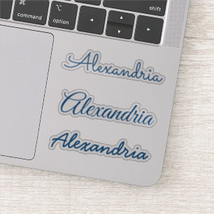 Adesivo Versões de Script Manuscrito Azul do Seu Nome