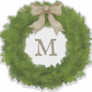 Adesivo Vertical Cypress Wreath Com Monograma Personalizad