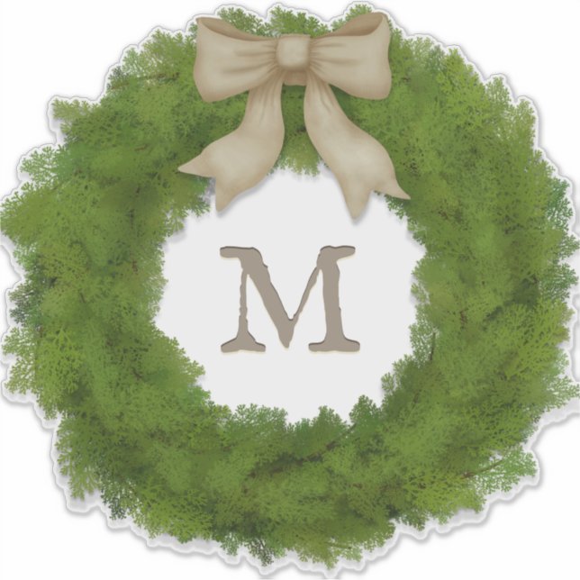 Adesivo Vertical Cypress Wreath Com Monograma Personalizad (Frente)