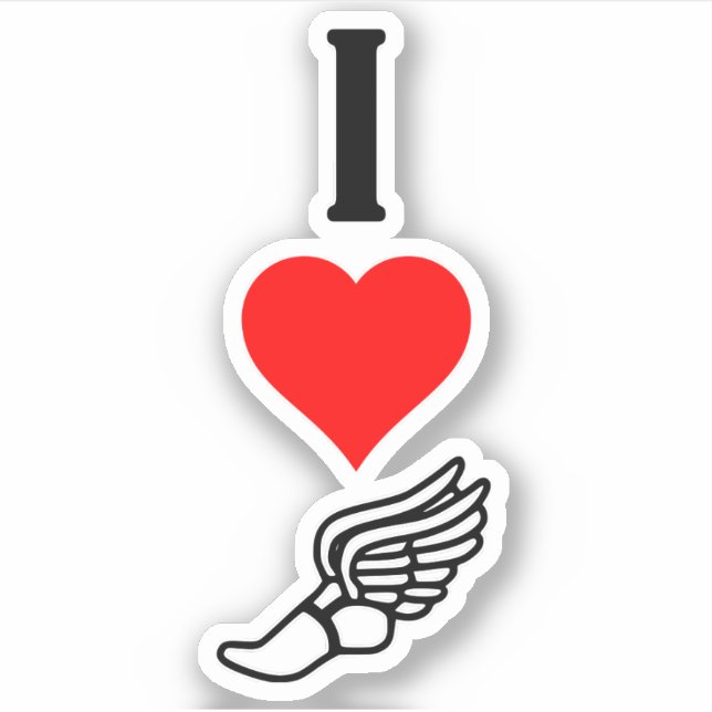 Adesivo Vertical I Love Track and Field I Heart Running (Frente)