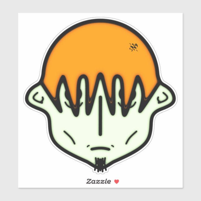 Adesivo Vestido cara verde com cavanhaque v1 (Folha)