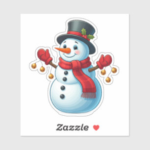 Adesivo Vestido da época de Natal, boneco de neve com jing