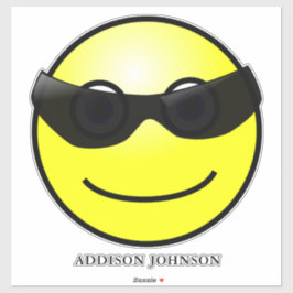 Adesivo Vestindo Sombras Diversão Emoji Yellow Face Add Na