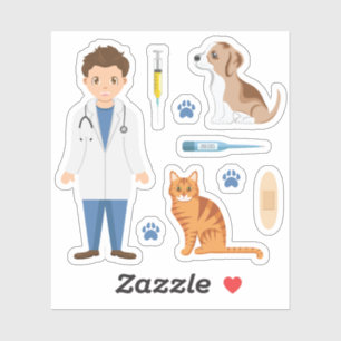 Adesivo Veterinário Menino Com Gatinho Cachorrinho E Coisa
